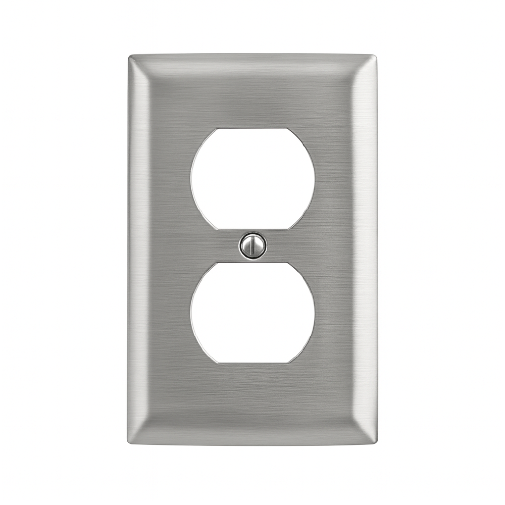 Placa para tomacorriente Hubbell SS8 Doble Acero